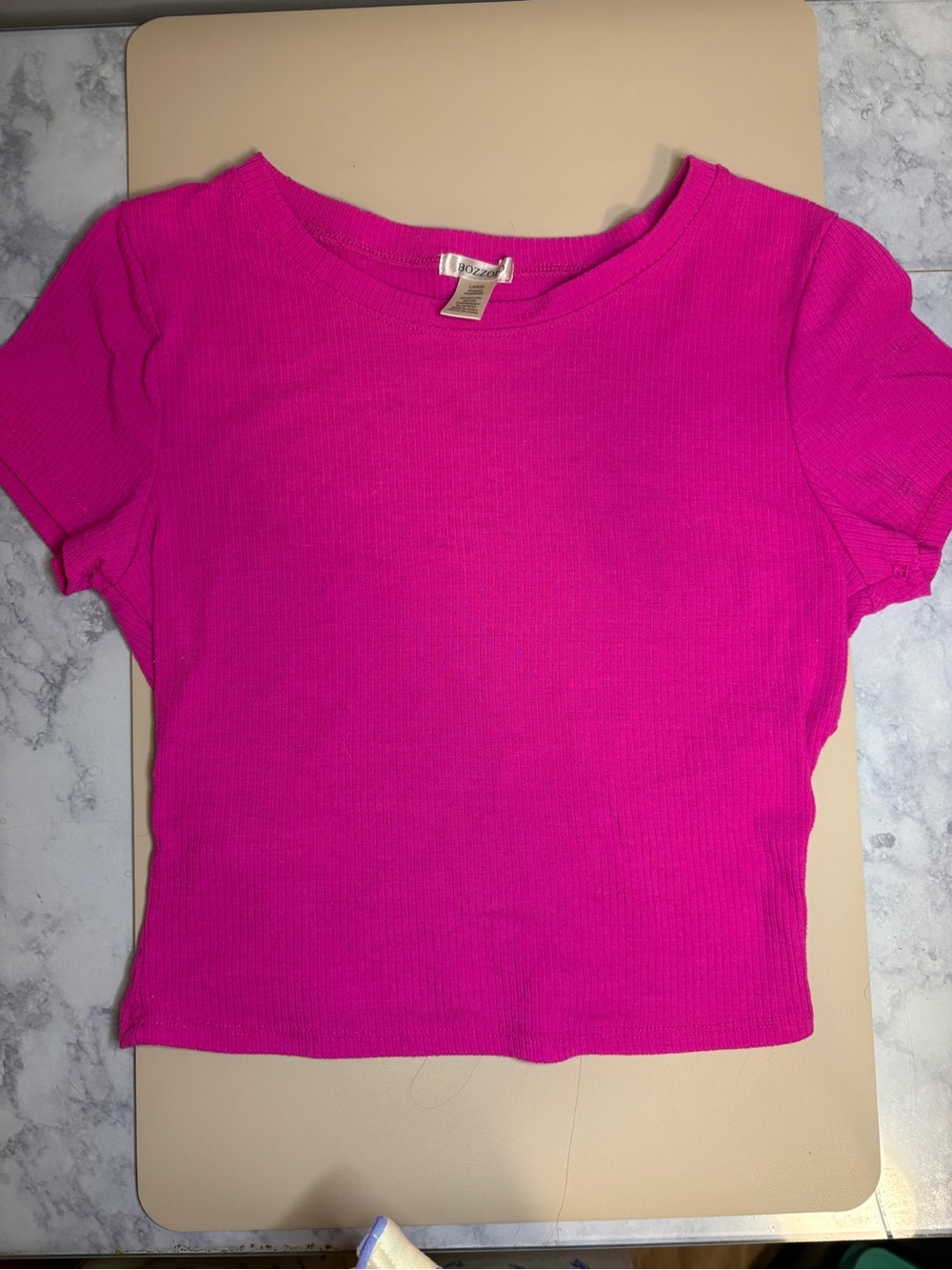 Bozzolo Vibrant Fuchsia Ribbed Crop Top